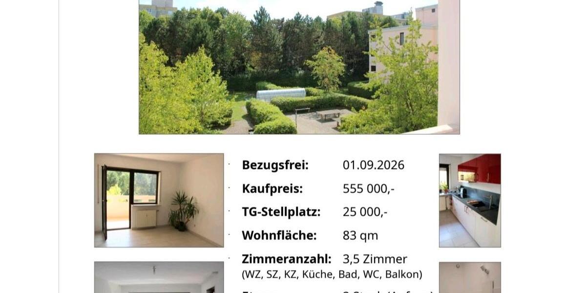 Etagenwohnung München Hadern - 3.5 Zimmer, 83 m&sup2;, 555.000&euro; | Angebot:27116812