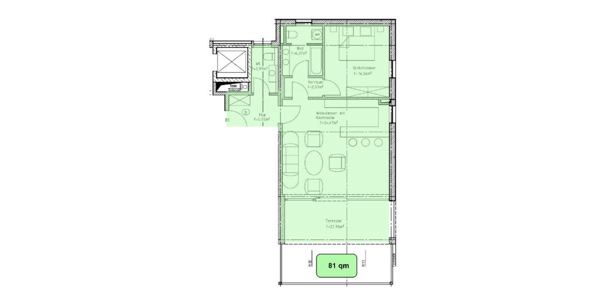 Terrassenwohnung Eggenfelden - 2 Zimmer, 75 m&sup2;, 780&euro; | Angebot:25637769