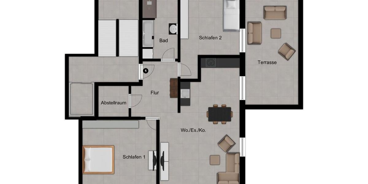 Terrassenwohnung Vöhringen - 3 Zimmer, 105 m&sup2;, 349.000&euro; | Angebot:26165642