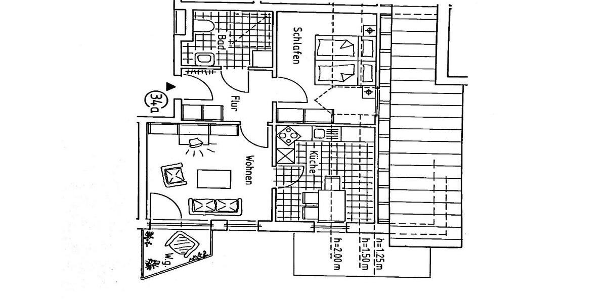 Dachgeschoßwohnung Warburg - 2 Zimmer, 51 m&sup2;, 120.000&euro; | Angebot:25966350
