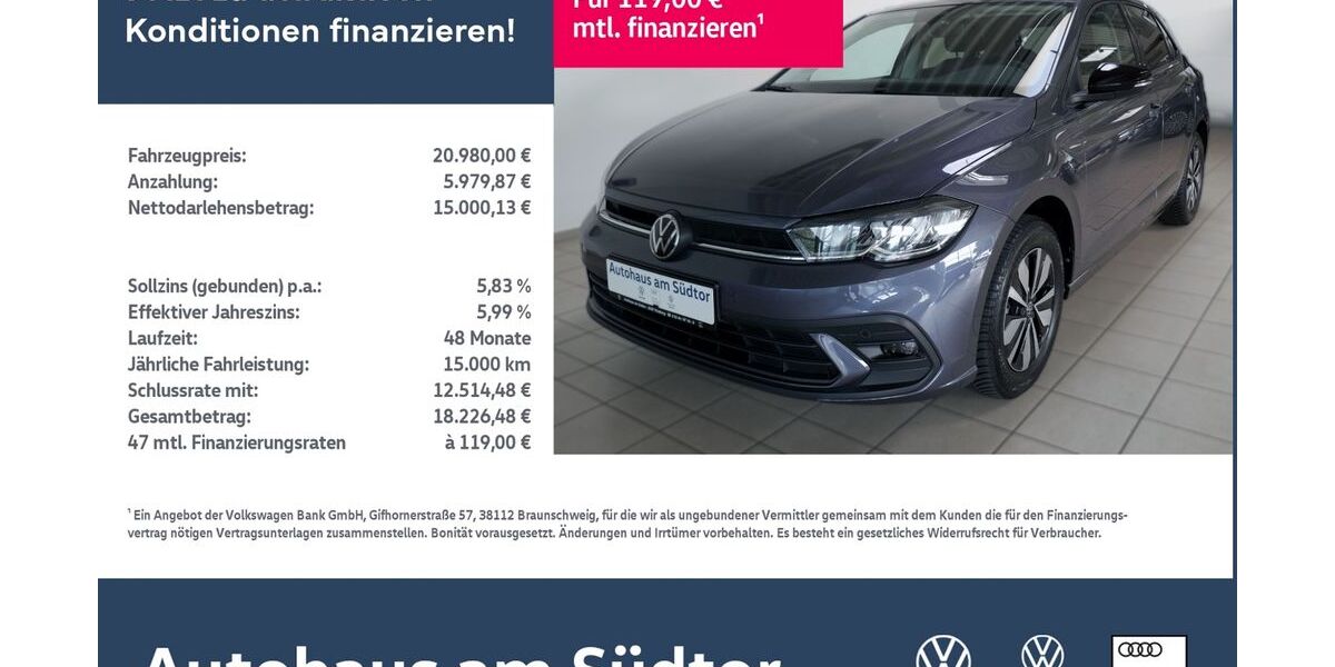 VW Polo 12.500 km 20.980 &euro; Rietberg 33397