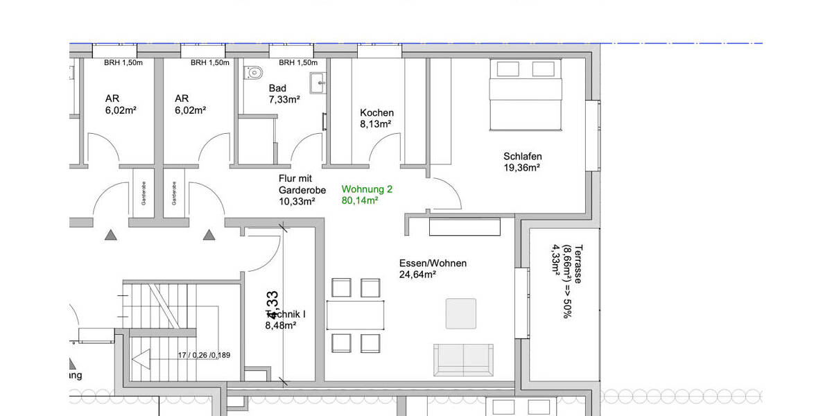 Etagenwohnung Osnabrück Voxtrup - 2 Zimmer, 77 m&sup2;, 324.314&euro; | Angebot:26674822