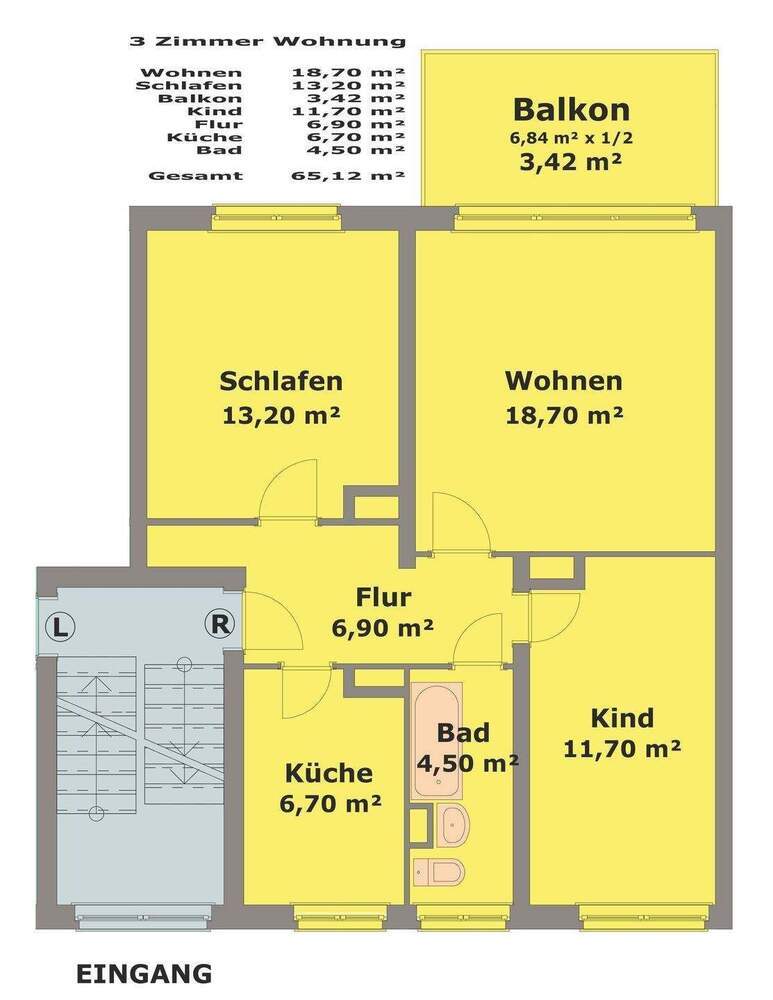 Attraktive, helle 3-Raum-Wohnung mit großem Balkon