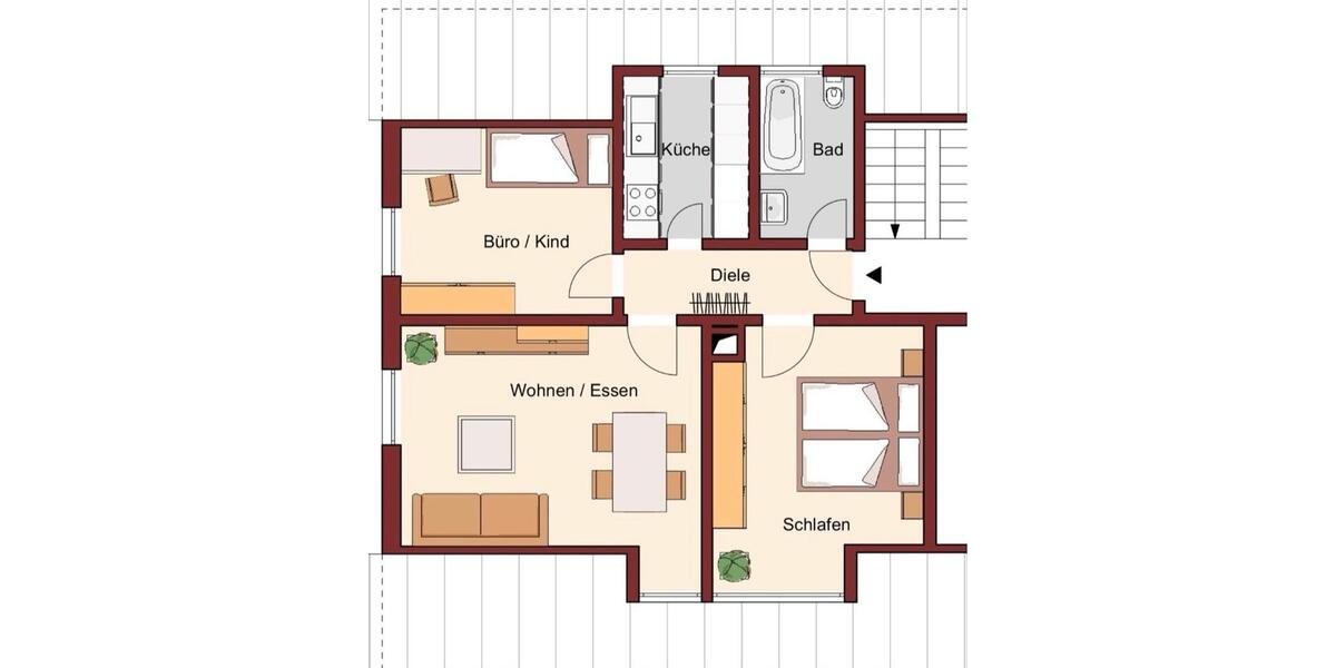 Dachgeschoßwohnung Korb - 3 Zimmer, 49 m&sup2;, 925&euro; | Angebot:25873598