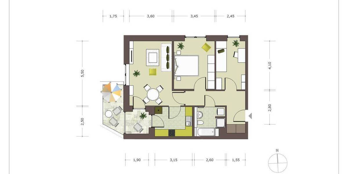 Etagenwohnung Lübeck St. Gertrud - 3 Zimmer, 74 m&sup2;, 936&euro; | Angebot:26817370