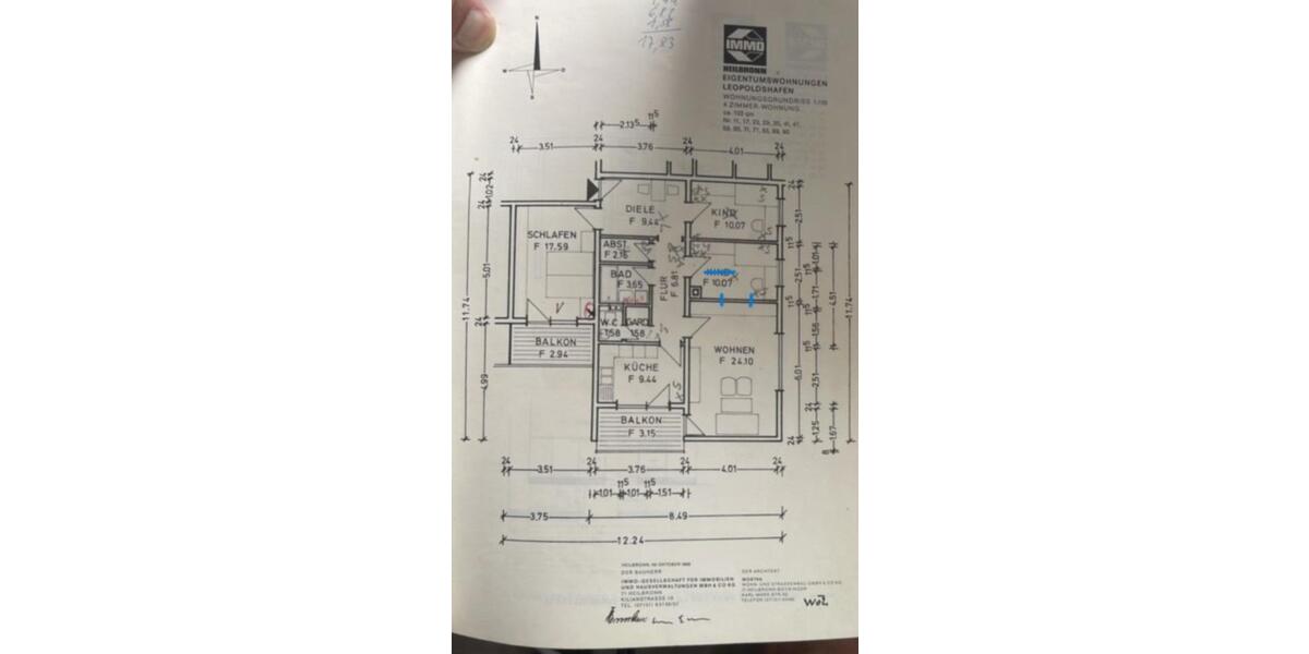 Etagenwohnung Eggenstein-Leopoldshafen Leopoldshafen - 4 Zimmer, 103 m&sup2;, 365.000&euro; | Angebot:24468325