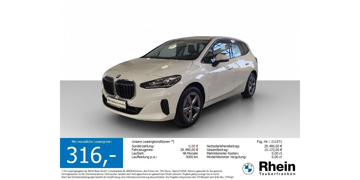 BMW 220 Active Tourer 9.863 km 26.598 &euro; Lauda-Königshofen 97922