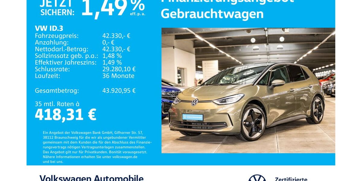 VW ID.3 12.253 km 41.830 € Stuttgart-Feuerbach 70469