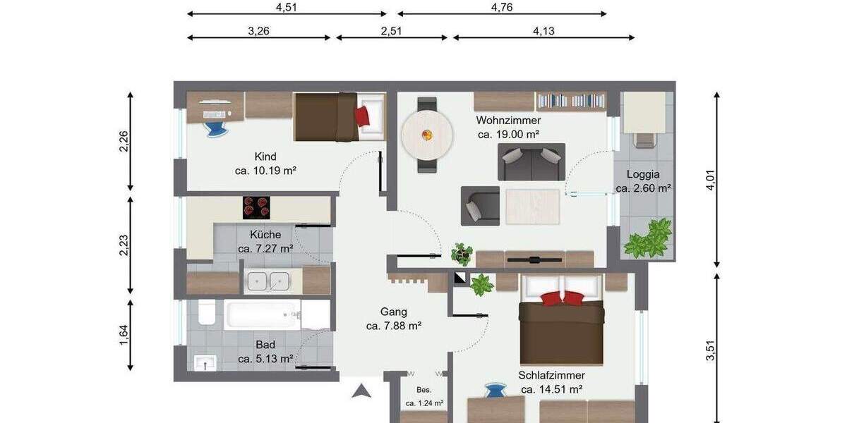 Etagenwohnung Hausham - 3 Zimmer, 65 m&sup2;, 300.000&euro; | Angebot:23969915