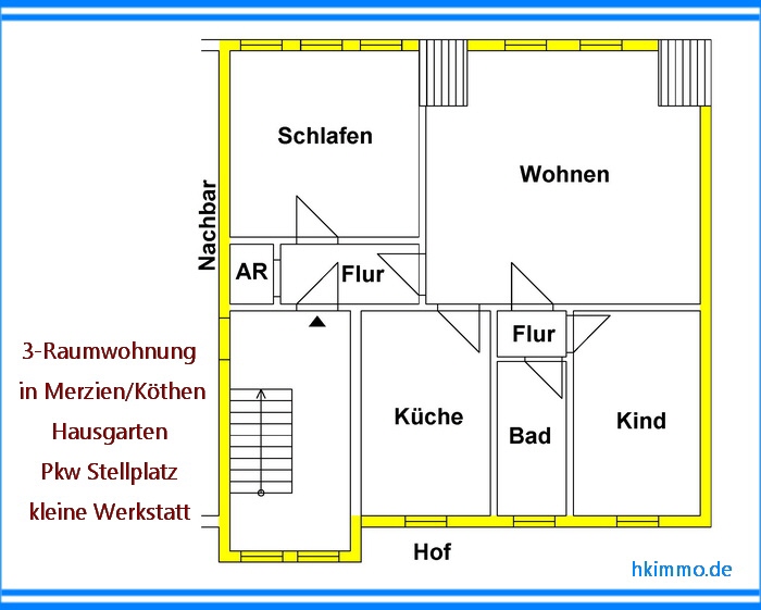 3-Raumwohnung mit Garten in Merzien bei Köthen (Anhalt) ! - Dachgeschoßwohnung Köthen OT Merzien Merzien | Angebot:26840142