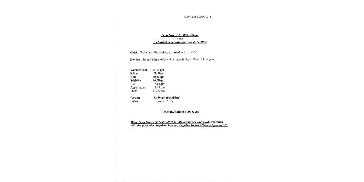 Dachgeschoßwohnung Goch - 3 Zimmer, 92 m&sup2;, 800&euro; | Angebot:26338773