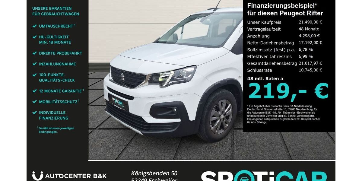 Peugeot Rifter 93.000 km 21.490 &euro; Eschweiler 52249
