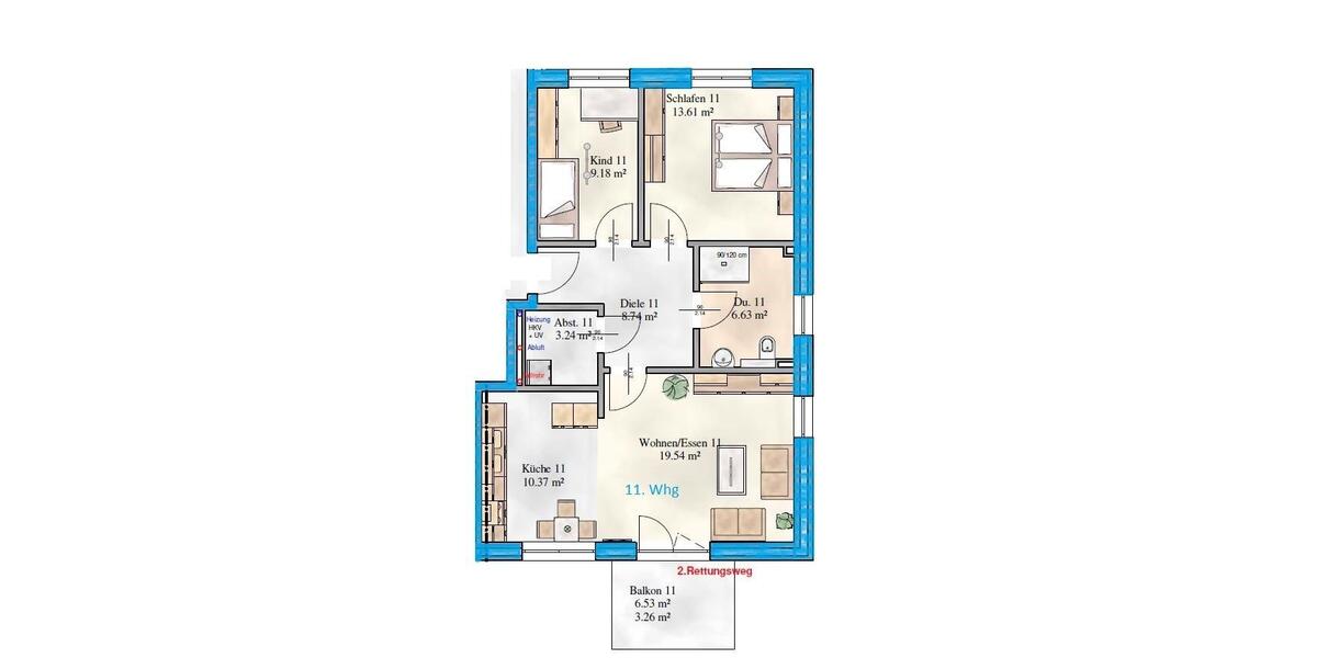 Etagenwohnung Heide - 3 Zimmer, 75 m&sup2;, 895&euro; | Angebot:24937945