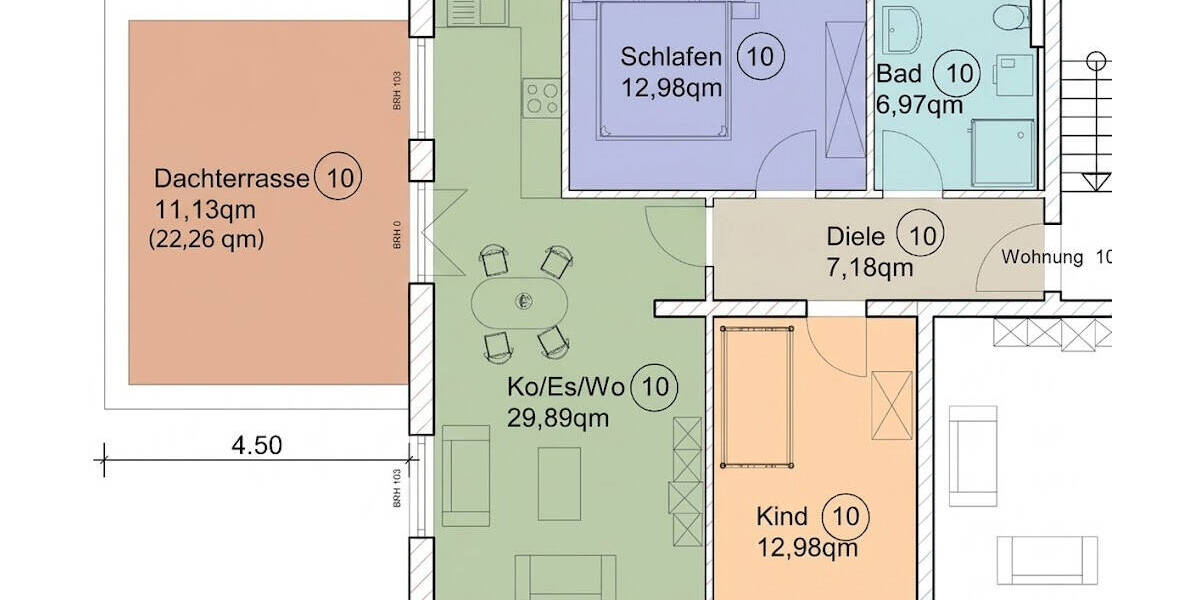 Etagenwohnung Ingolstadt Hundszell - 3 Zimmer, 81 m&sup2;, 545.000&euro; | Angebot:26694288