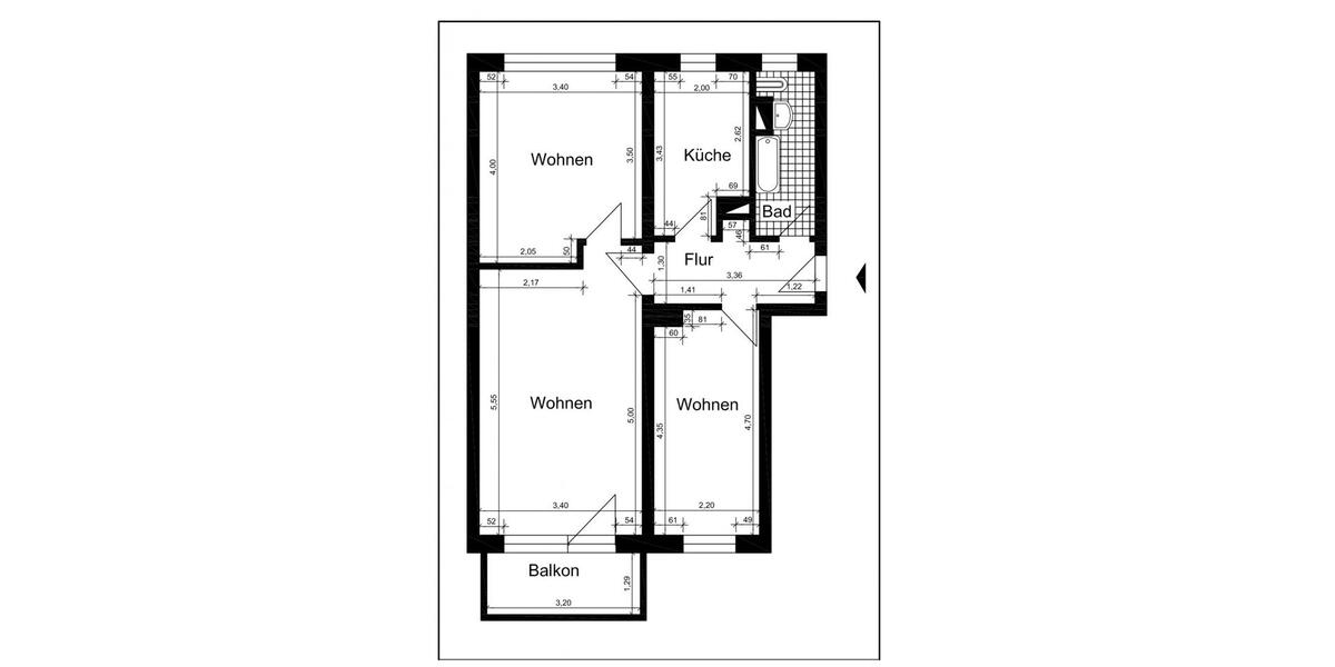 Etagenwohnung Staßfurt - 3 Zimmer, 60 m&sup2;, 361&euro; | Angebot:23858686