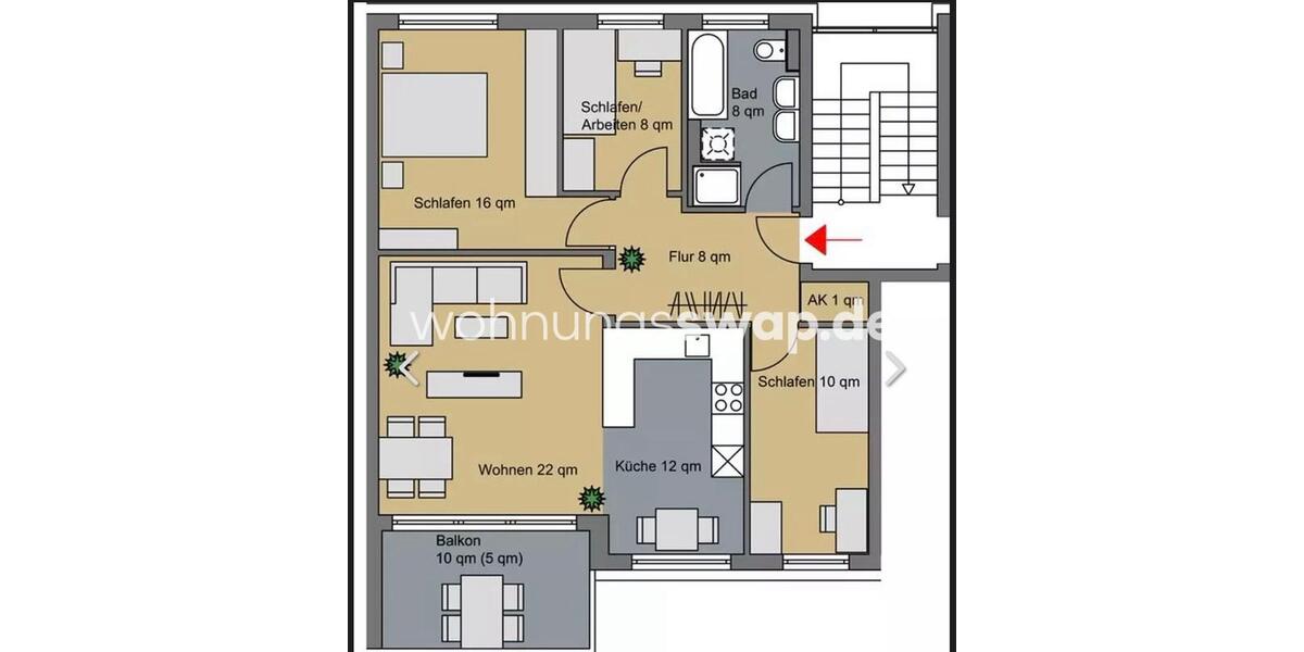 Etagenwohnung Hamburg Wandsbek - 4 Zimmer, 90 m&sup2;, 1.200&euro; | Angebot:26635024