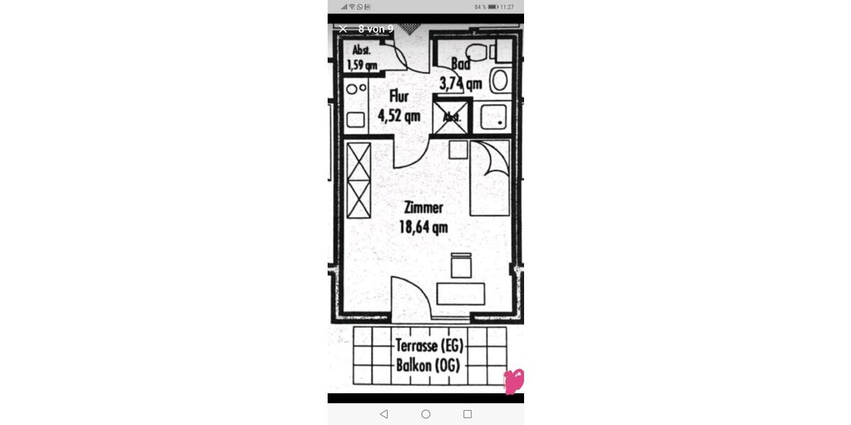 Etagenwohnung Vellmar - 1 Zimmer, 32 m&sup2;, 385&euro; | Angebot:26393191