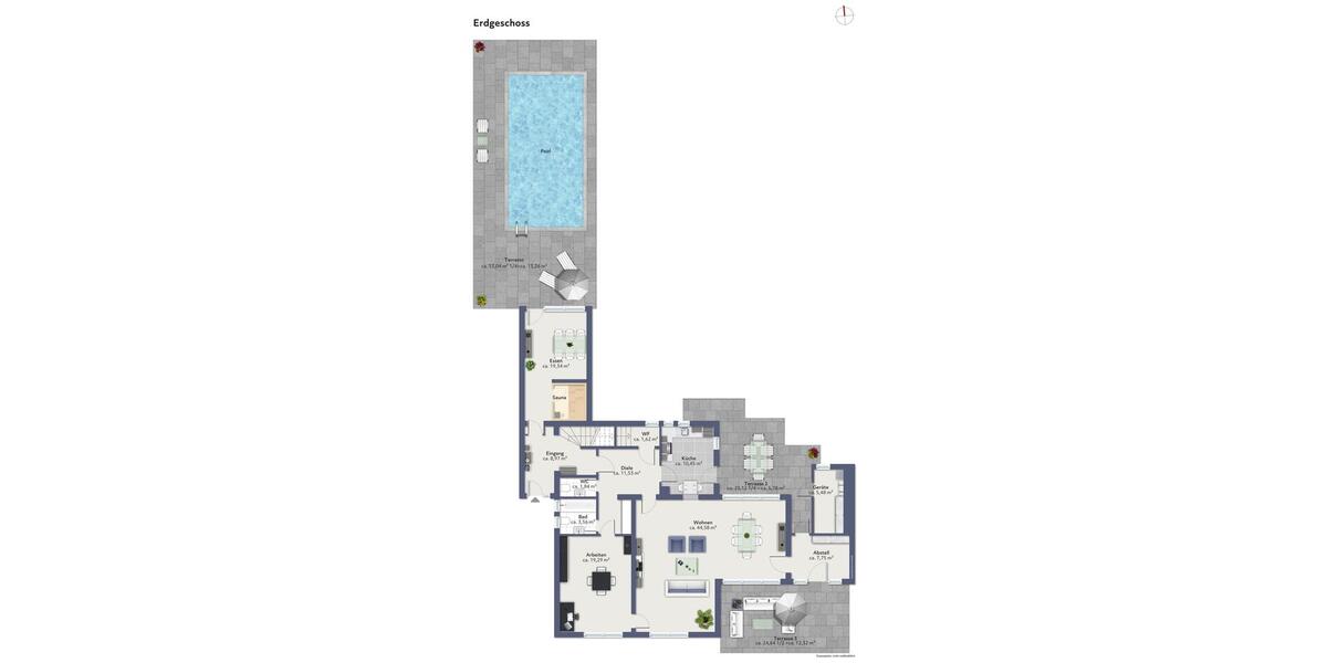 Einfamilienhaus Grünwald - 6 Zimmer, 210 m&sup2;, 4.200&euro; | Angebot:24571196