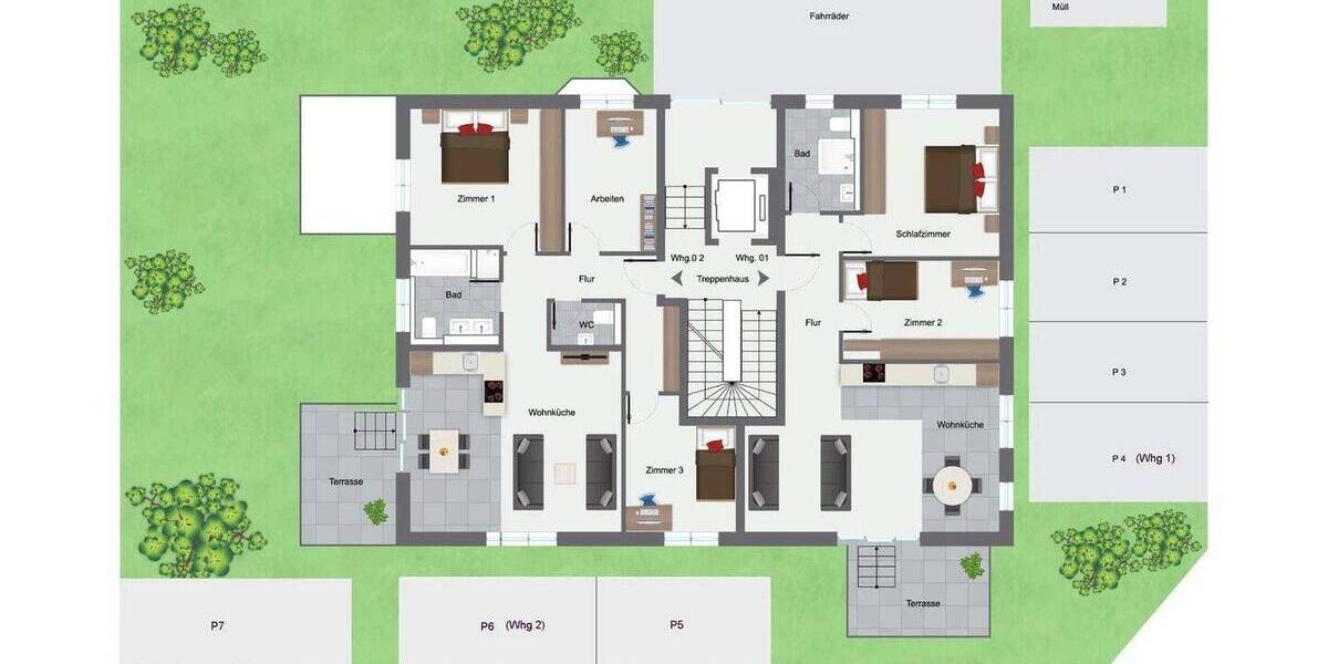 Etagenwohnung Wiesloch Baiertal - 2 Zimmer, 57 m&sup2;, 325.000&euro; | Angebot:26065334