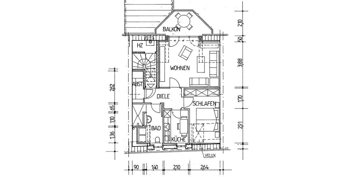Dachgeschoßwohnung Konz - 2 Zimmer, 48 m&sup2;, 199.000&euro; | Angebot:26958354
