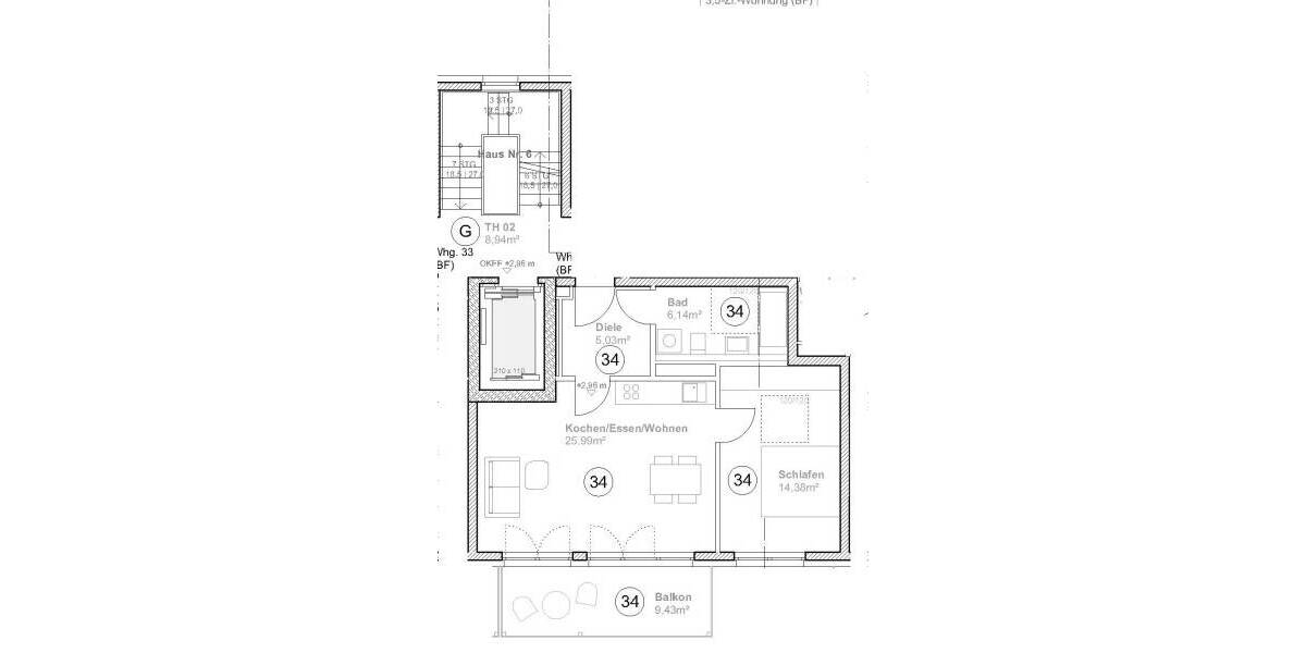 Etagenwohnung Nürnberg Gleißhammer - 2 Zimmer, 56 m&sup2;, 815&euro; | Angebot:26358424