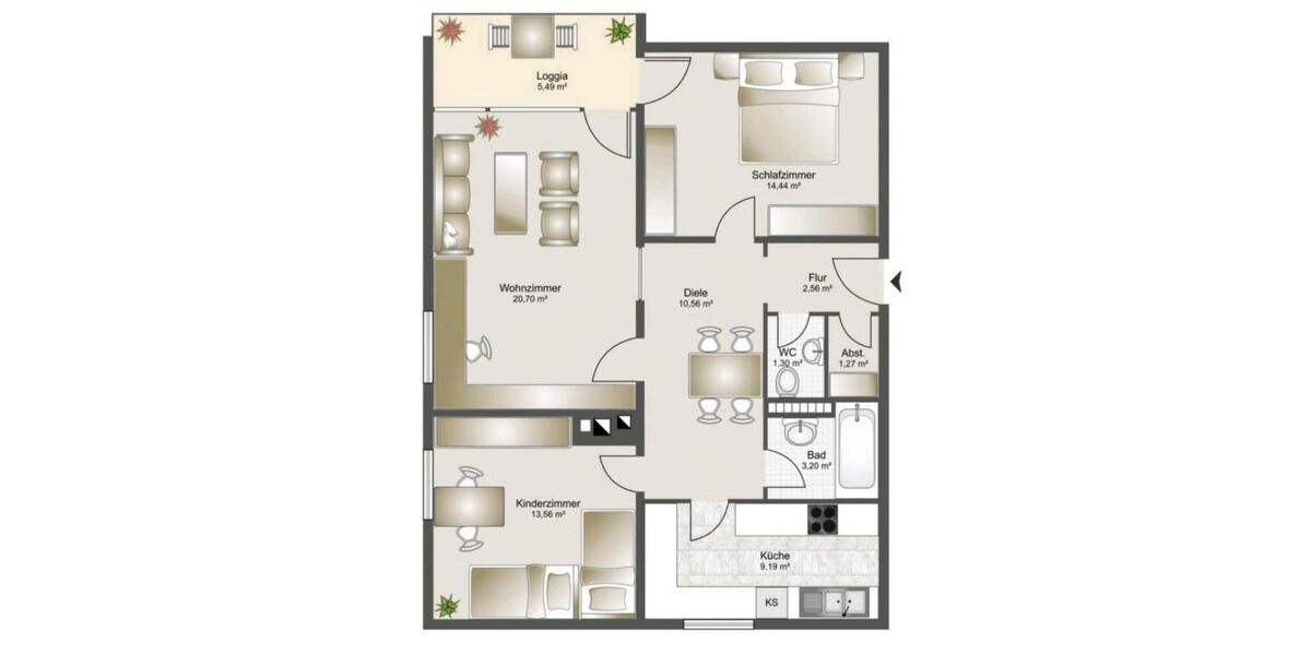 Etagenwohnung Auerbach in der Oberpfalz - 3 Zimmer, 78 m&sup2;, 1.700&euro; | Angebot:25162732