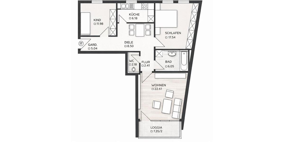 Etagenwohnung Landshut - 3.5 Zimmer, 84 m&sup2;, 439.900&euro; | Angebot:26425412