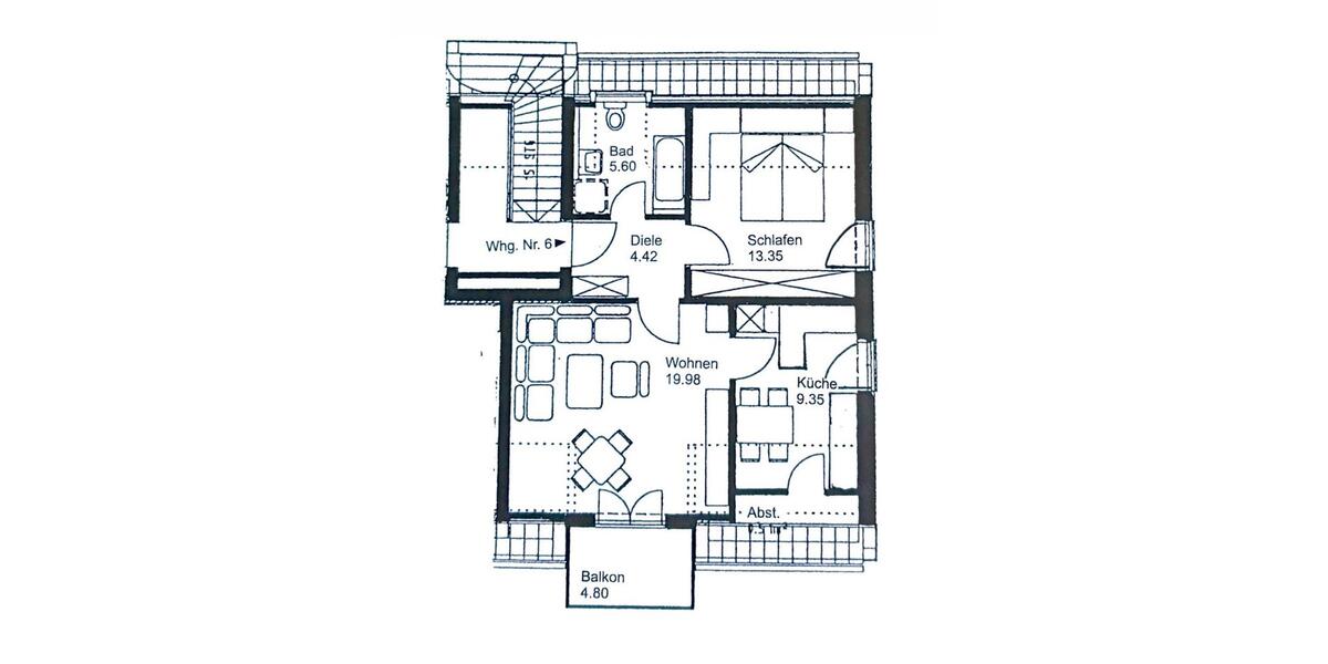 Dachgeschoßwohnung Ingolstadt Münchener Straße - 2 Zimmer, 56 m&sup2;, 269.000&euro; | Angebot:26956706