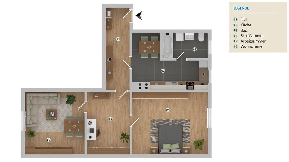 Geräumige 3-Zi. Wohnung, 78 qm, ideal für Paare