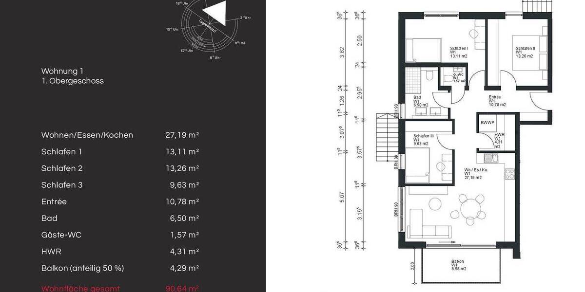 Etagenwohnung Trier Biewer - 3 Zimmer, 90 m&sup2;, 386.200&euro; | Angebot:26908640