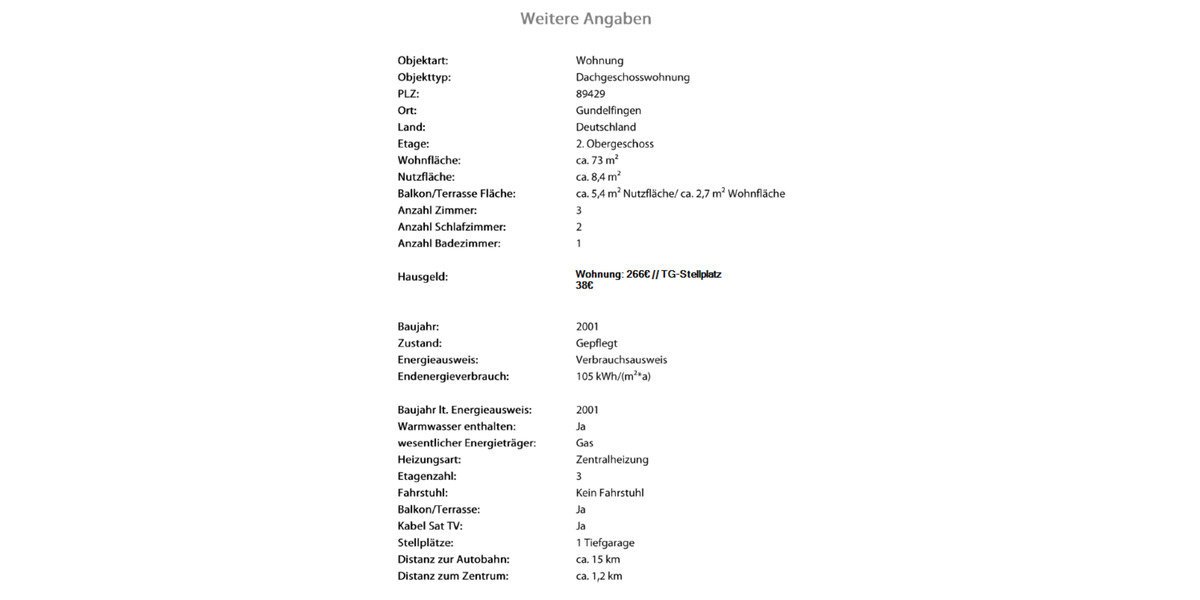 Dachgeschoßwohnung Gundelfingen an der Donau - 3 Zimmer, 73 m&sup2;, 235.000&euro; | Angebot:25291105