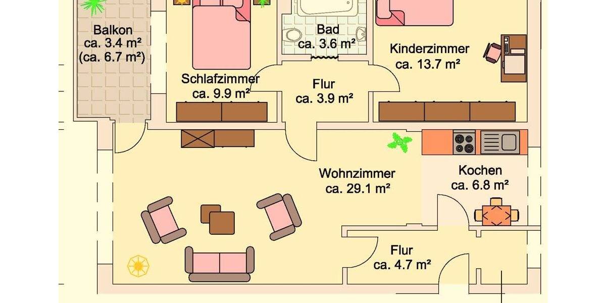 Einziehen und Wohlfühlen! 3 Zimmer- Wohnung mit Balkon, Einbauküche, Bad mit Wanne, Keller 3 zimmer