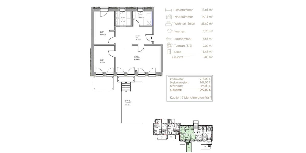 Terrassenwohnung Tirschenreuth - 3 Zimmer, 85 m&sup2;, 830&euro; | Angebot:23671385