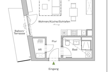 Moderne 1-Zimmer Wohnung mit Terrasse im Erdgeschoss - Leipzig 1 zimmer