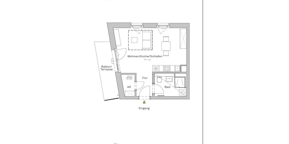 Moderne 1-Zimmer Wohnung mit Terrasse im Erdgeschoss - Leipzig 1 zimmer