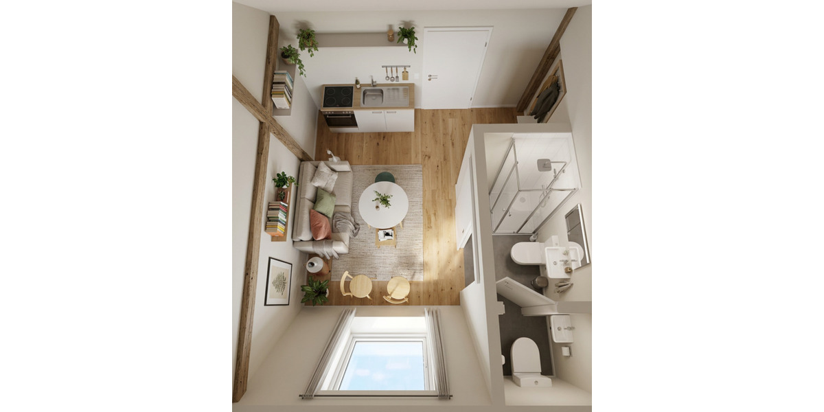 Dachgeschoßwohnung Halle (Saale) - 1 Zimmer, 20 m&sup2;, 300&euro; | Angebot:25591001