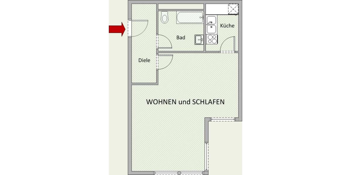 Etagenwohnung Braunschweig - 1 Zimmer, 44 m&sup2;, 130.000&euro; | Angebot:25426465