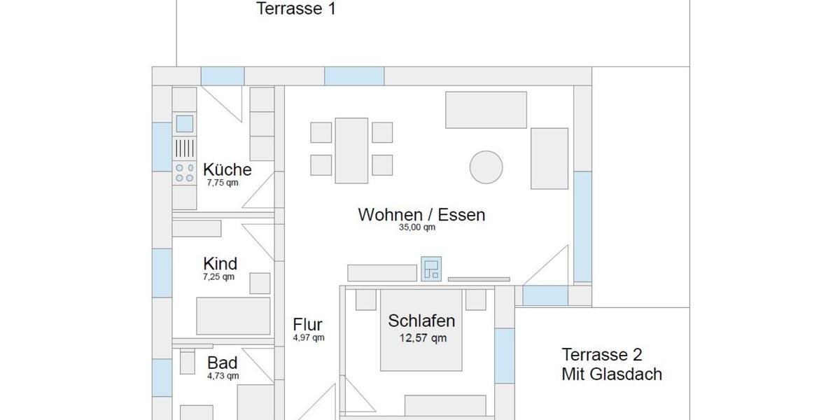 Erdgeschoß Wohnung 75qm 3 ZFKB modern hell kpl. neu renoviert 3 zimmer