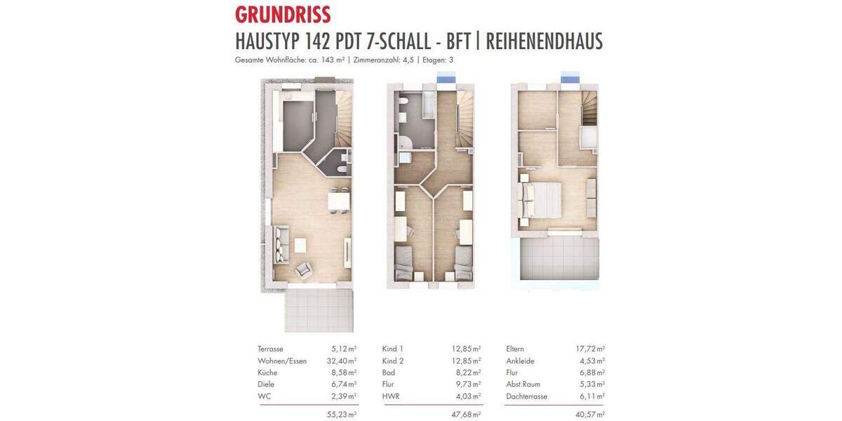 Reihenendhaus Bischofsheim - 4 Zimmer, 143 m&sup2;, 639.900&euro; | Angebot:24035827