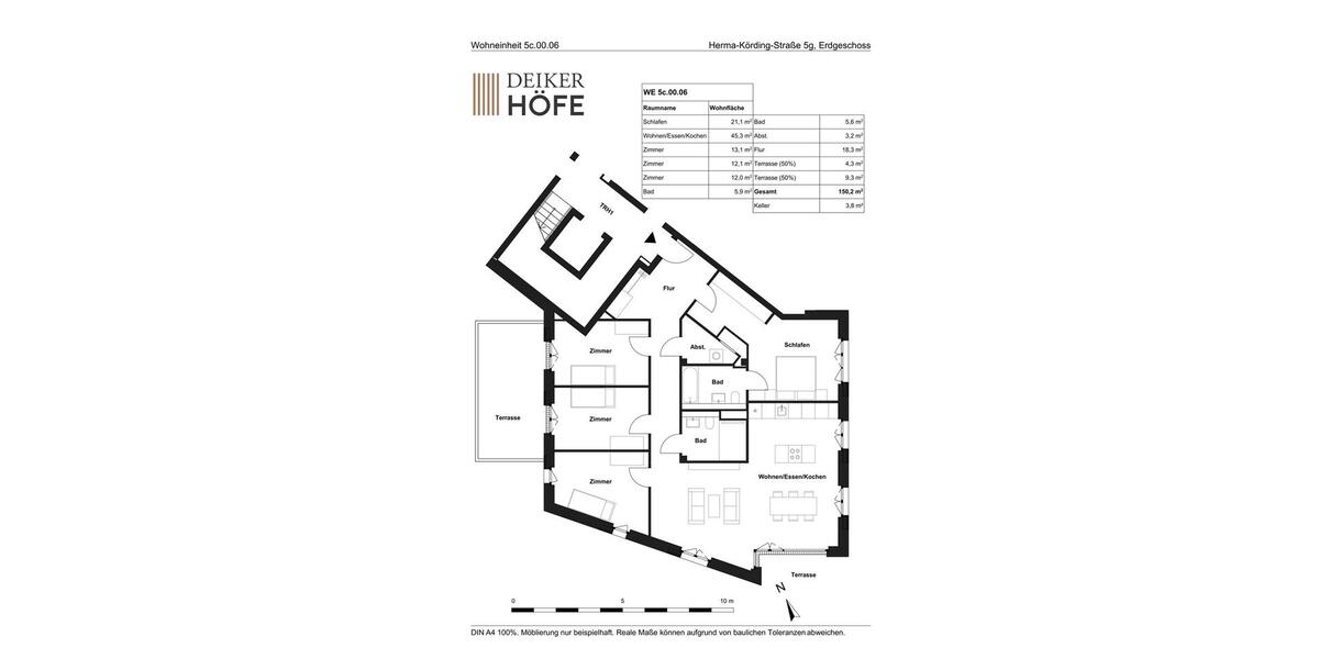 Erdgeschoßwohnung Düsseldorf Stadtbezirk 5 - 5 Zimmer, 150 m&sup2;, 2.990&euro; | Angebot:26181311