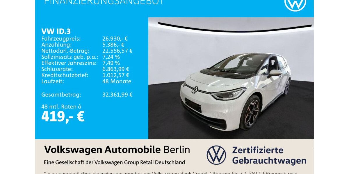 VW ID.3 12.510 km 26.930 &euro; Berlin 12681