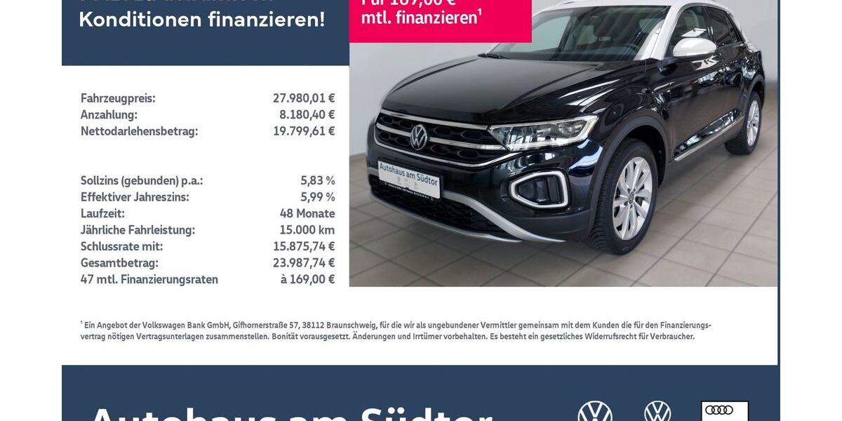 VW T-Roc 16.405 km 27.980 &euro; Rietberg 33397