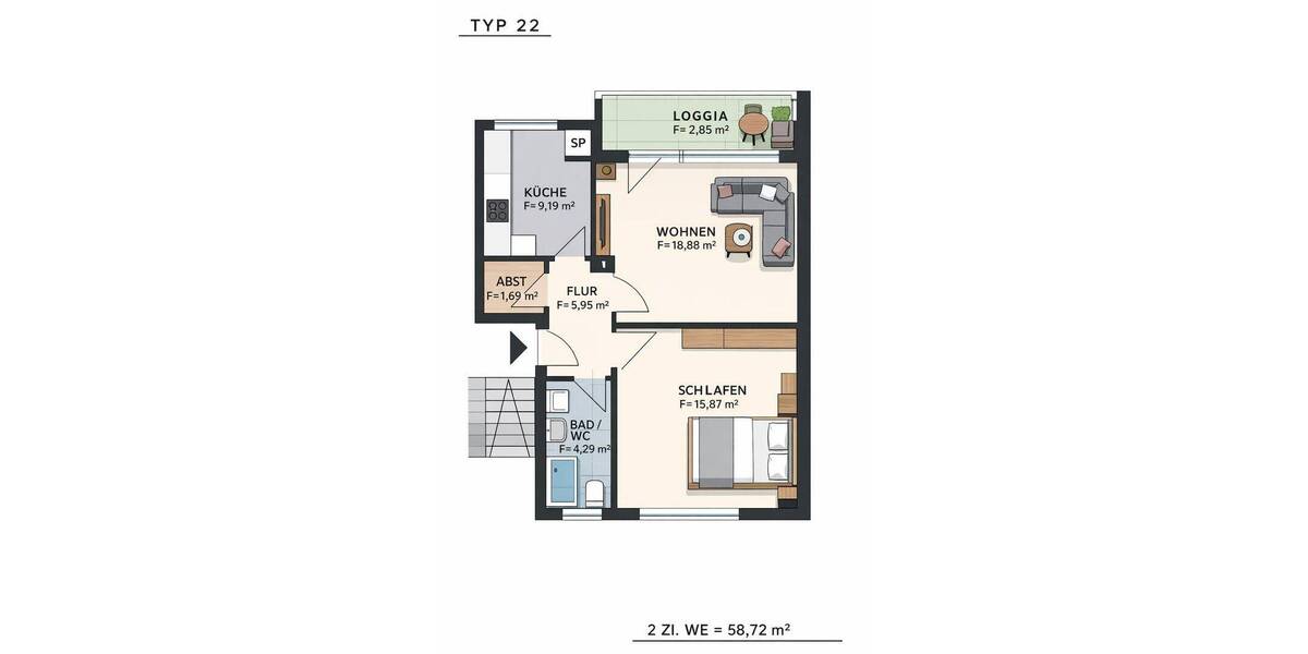 Etagenwohnung Altensteig - 2 Zimmer, 58 m&sup2;, 680&euro; | Angebot:26929512
