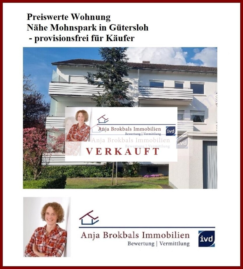 Preiswerte Wohnung Nähe Mohnspark in Gütersloh - provisionsfrei für Käufer 3 zimmer