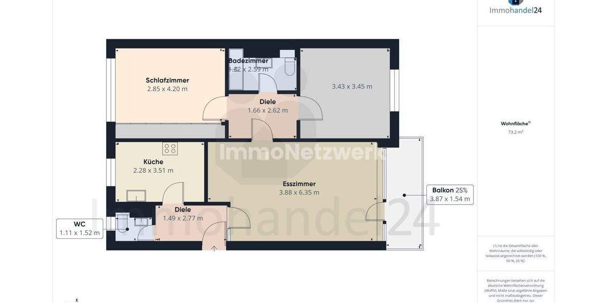 Etagenwohnung Neuss Innenstadt - 3 Zimmer, 78 m&sup2;, 275.000&euro; | Angebot:24814323