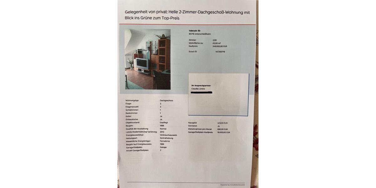 Dachgeschoßwohnung Unterschleißheim - 2 Zimmer, 45 m&sup2;, 249.000&euro; | Angebot:26822045