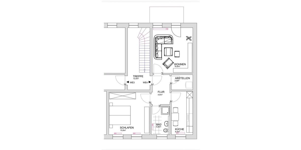 Etagenwohnung Schönebeck (Elbe) - 2 Zimmer, 56 m&sup2;, 449&euro; | Angebot:25045510