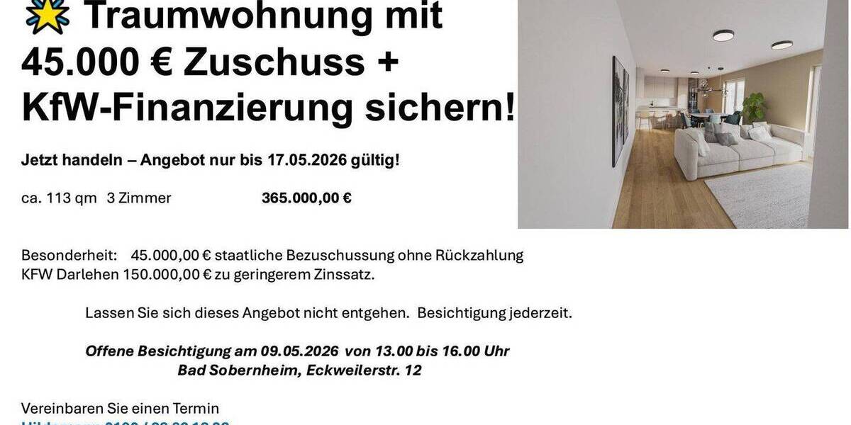 Etagenwohnung Bad Sobernheim - 3 Zimmer, 113 m&sup2;, 365.000&euro; | Angebot:26414860