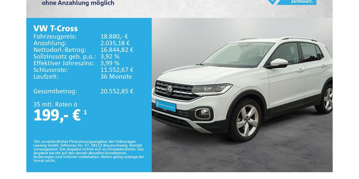 VW T-Cross 36.500 km 18.880 &euro; Kreuzwertheim 97892