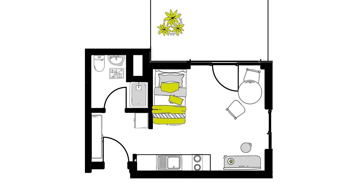 Erdgeschoßwohnung Ravensburg Eschach - 1 Zimmer, 21 m&sup2;, 129.000&euro; | Angebot:26959069